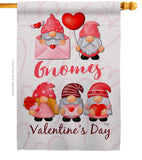 Valentine's Gnome Greeters - Valentines Spring Vertical Impressions Decorative Flags HG120034 Made In USA