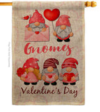 Valentine's Gnome Greeters - Valentines Spring Vertical Impressions Decorative Flags HG120034 Made In USA