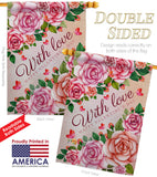 With Love - Valentines Spring Vertical Impressions Decorative Flags HG120048 Made In USA