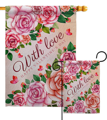 With Love - Valentines Spring Vertical Impressions Decorative Flags HG120048 Made In USA