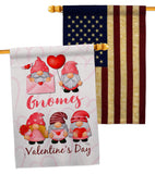 Valentine's Gnome Greeters - Valentines Spring Vertical Impressions Decorative Flags HG120034 Made In USA