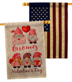 Valentine's Gnome Greeters - Valentines Spring Vertical Impressions Decorative Flags HG120034 Made In USA