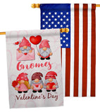 Valentine's Gnome Greeters - Valentines Spring Vertical Impressions Decorative Flags HG120034 Made In USA