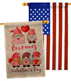 Valentine's Gnome Greeters - Valentines Spring Vertical Impressions Decorative Flags HG120034 Made In USA