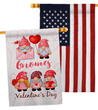 Valentine's Gnome Greeters - Valentines Spring Vertical Impressions Decorative Flags HG120034 Made In USA