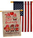 Valentine's Gnome Greeters - Valentines Spring Vertical Impressions Decorative Flags HG120034 Made In USA