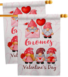 Valentine's Gnome Greeters - Valentines Spring Vertical Impressions Decorative Flags HG120034 Made In USA