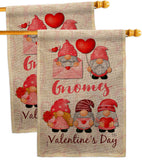 Valentine's Gnome Greeters - Valentines Spring Vertical Impressions Decorative Flags HG120034 Made In USA