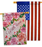 With Love - Valentines Spring Vertical Impressions Decorative Flags HG120048 Made In USA