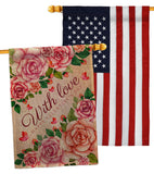 With Love - Valentines Spring Vertical Impressions Decorative Flags HG120048 Made In USA