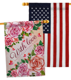 With Love - Valentines Spring Vertical Impressions Decorative Flags HG120048 Made In USA