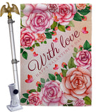 With Love - Valentines Spring Vertical Impressions Decorative Flags HG120048 Made In USA