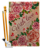 With Love - Valentines Spring Vertical Impressions Decorative Flags HG120048 Made In USA