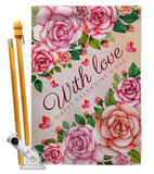 With Love - Valentines Spring Vertical Impressions Decorative Flags HG120048 Made In USA