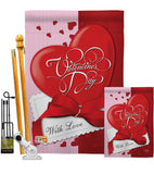 With Love - Valentines Spring Vertical Impressions Decorative Flags HG101002 Made In USA