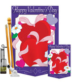 Hearts - Valentines Spring Vertical Applique Decorative Flags HG101041