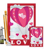 Love Balloon Garden - Valentines Spring Vertical Applique Decorative Flags HG101043