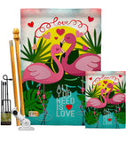 Flamingo Lover - Valentines Spring Vertical Impressions Decorative Flags HG101063 Made In USA