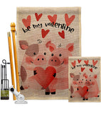 Valentines Piggy - Valentines Spring Vertical Impressions Decorative Flags HG101070 Made In USA