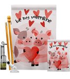 Valentines Piggy - Valentines Spring Vertical Impressions Decorative Flags HG101070 Made In USA