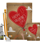 Sweet Valentine's Day Balloon - Valentines Spring Vertical Impressions Decorative Flags HG191099 Made In USA