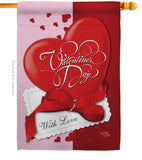 With Love - Valentines Spring Vertical Impressions Decorative Flags HG101002 Made In USA