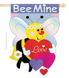 Bee Mine - Valentines Spring Vertical Applique Decorative Flags HG101039