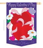 Hearts - Valentines Spring Vertical Applique Decorative Flags HG101041