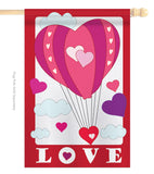 Love Balloon Garden - Valentines Spring Vertical Applique Decorative Flags HG101043