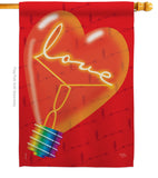 Love Light Bulb - Valentines Spring Vertical Impressions Decorative Flags HG101049 Made In USA