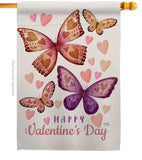 Butterflies Loves - Valentines Spring Vertical Impressions Decorative Flags HG101067 Made In USA