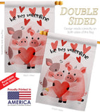 Valentines Piggy - Valentines Spring Vertical Impressions Decorative Flags HG101070 Made In USA