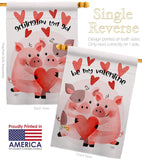 Valentines Piggy - Valentines Spring Vertical Impressions Decorative Flags HG101070 Made In USA