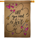 All You Need is Love - Valentines Spring Vertical Impressions Decorative Flags HG137051 Made In USA