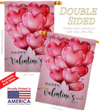 Happy Love Balloons - Valentines Spring Vertical Impressions Decorative Flags HG192150 Made In USA