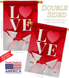 Paper Love Plane - Valentines Spring Vertical Impressions Decorative Flags HG192411 Made In USA