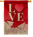 Paper Love Plane - Valentines Spring Vertical Impressions Decorative Flags HG192411 Made In USA