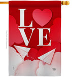 Paper Love Plane - Valentines Spring Vertical Impressions Decorative Flags HG192411 Made In USA