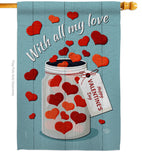 With All My Love - Valentines Spring Vertical Impressions Decorative Flags HG192413 Made In USA