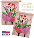 Flamingo Love - Valentines Spring Vertical Impressions Decorative Flags HG192540 Made In USA