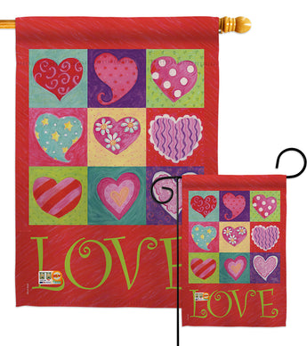 Love Hearts Collage - Valentines Spring Vertical Impressions Decorative Flags HG101046 Made In USA