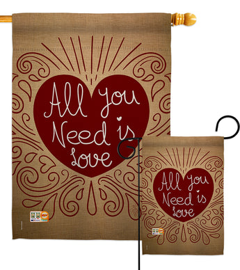 All You Need Is Love - Valentines Spring Vertical Impressions Decorative Flags HG101052 Made In USA