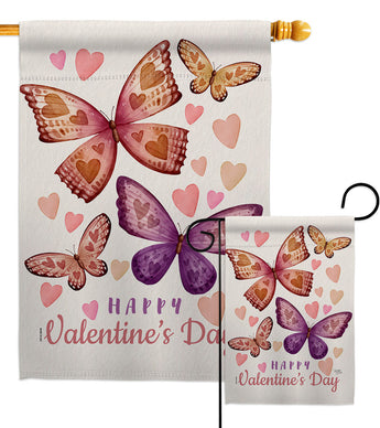 Butterflies Loves - Valentines Spring Vertical Impressions Decorative Flags HG101067 Made In USA