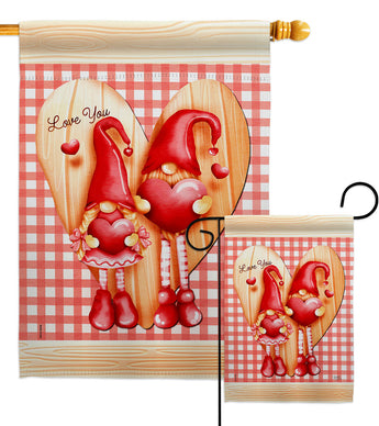 Gnome Love - Valentines Spring Vertical Impressions Decorative Flags HG101068 Made In USA