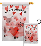 Valentines Piggy - Valentines Spring Vertical Impressions Decorative Flags HG101070 Made In USA