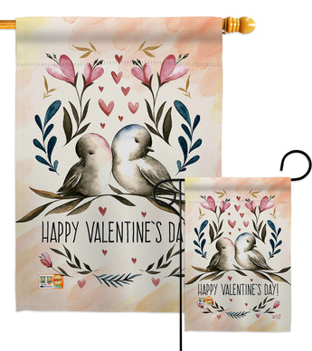 Love Birds Valentines - Valentines Spring Vertical Impressions Decorative Flags HG137015 Made In USA