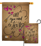 All You Need is Love - Valentines Spring Vertical Impressions Decorative Flags HG137051 Made In USA