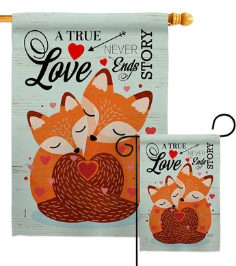 Foxes Love - Valentines Spring Vertical Impressions Decorative Flags HG137390 Made In USA