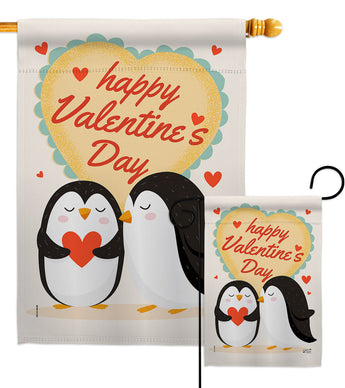 Penguins Love - Valentines Spring Vertical Impressions Decorative Flags HG137396 Made In USA