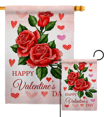 Valentines Rose - Valentines Spring Vertical Impressions Decorative Flags HG137397 Made In USA